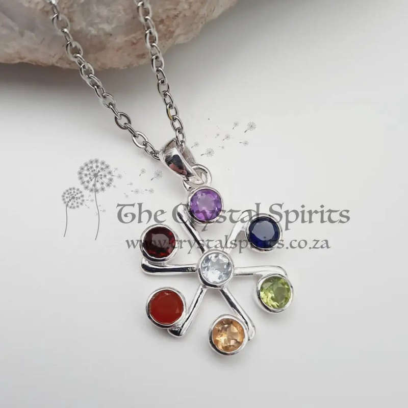 Sterling Silver 7 Stone Chakra Pendant