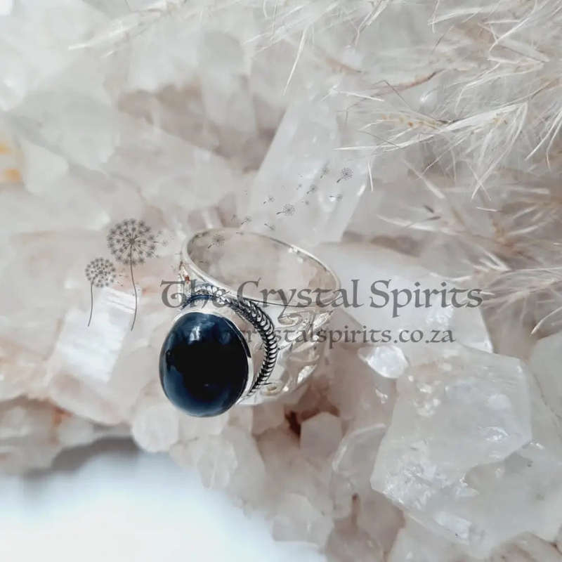 Sterling Silver Black Onyx Crystal Ring