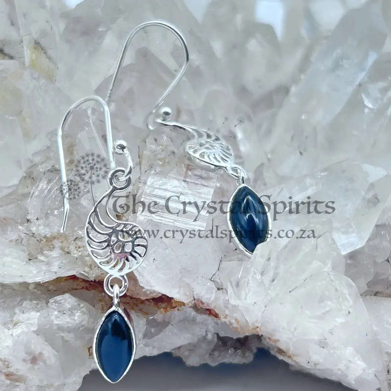 Sterling Silver Black Onyx Shell Earrings