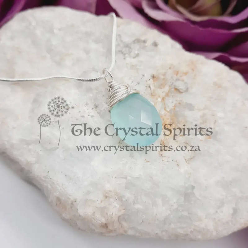 Sterling Silver Blue Onyx Crystal Pendant