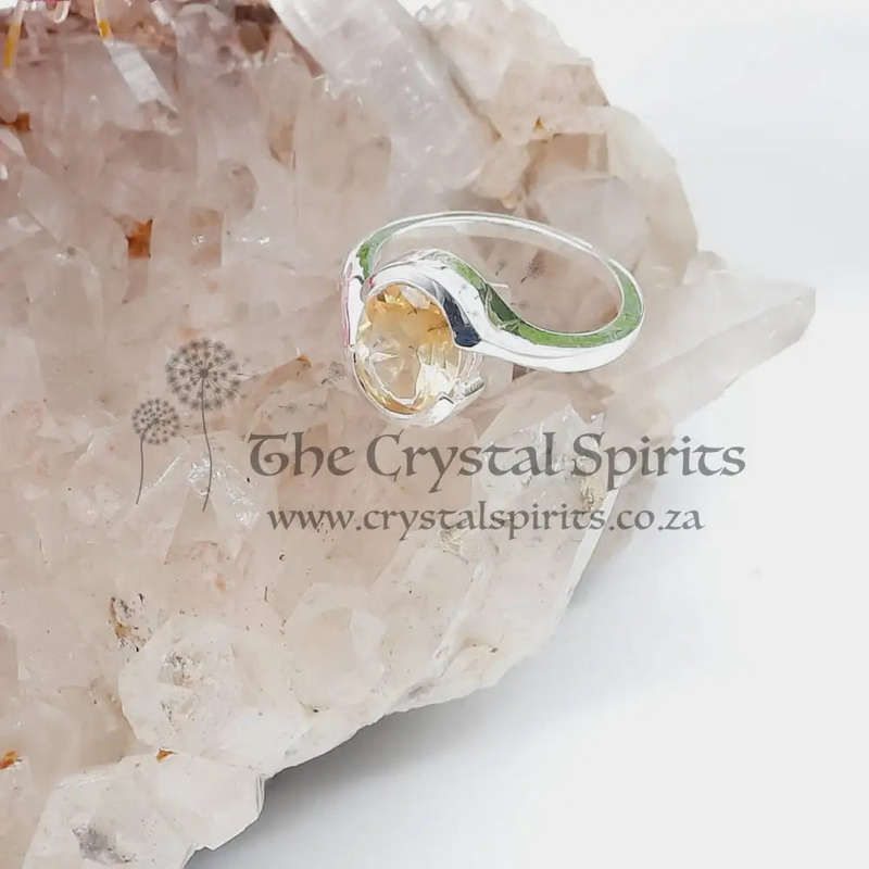 Sterling Silver Citrine Crystal Ring