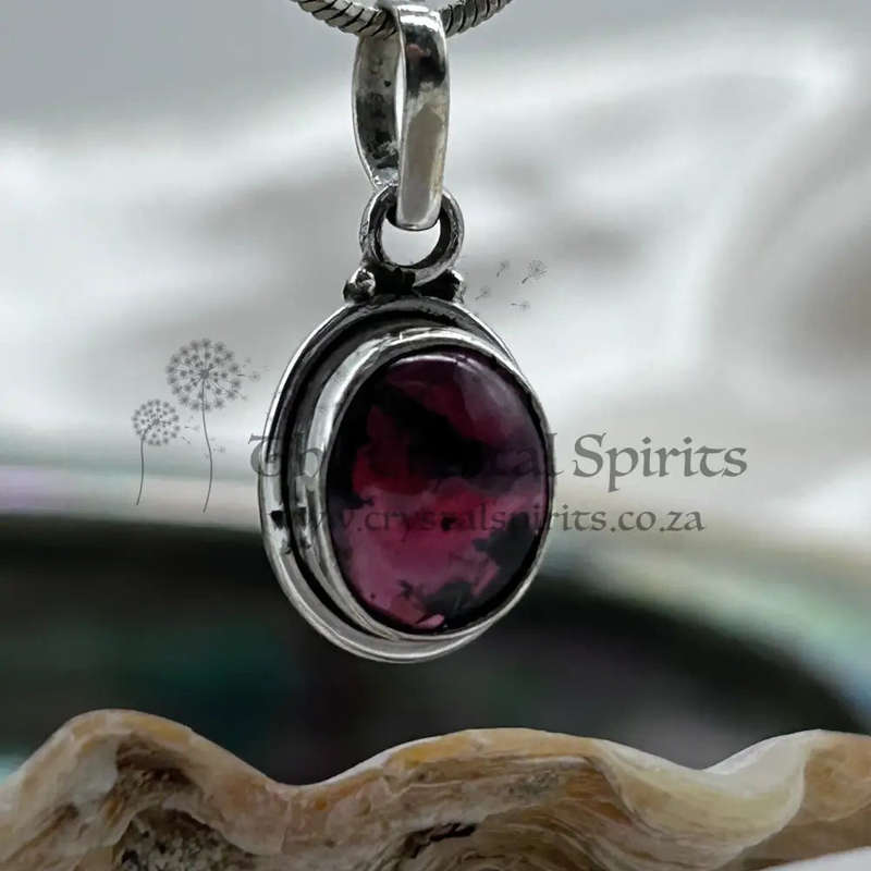 Sterling Silver Garnet Crystal Pendant