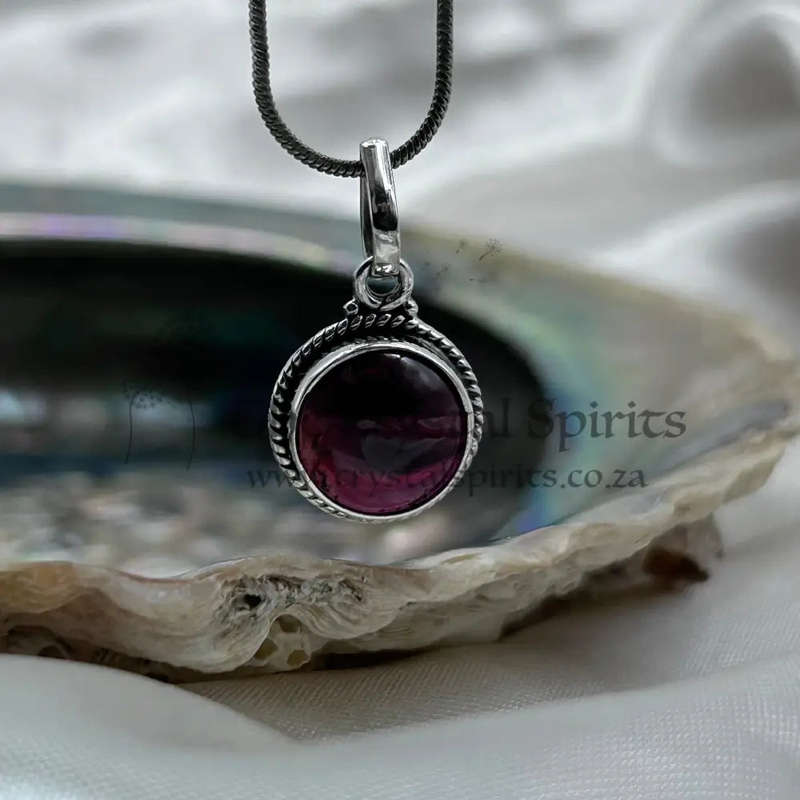 Sterling Silver Garnet Crystal Pendant