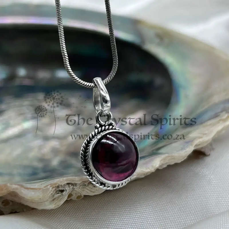 Sterling Silver Garnet Crystal Pendant