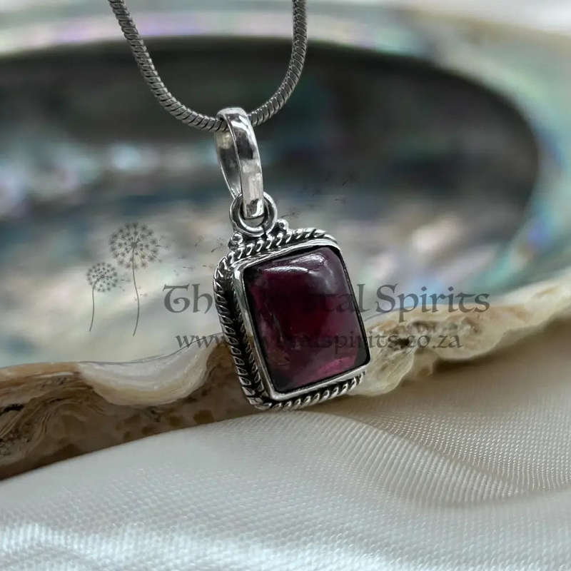 Sterling Silver Garnet Crystal Pendant
