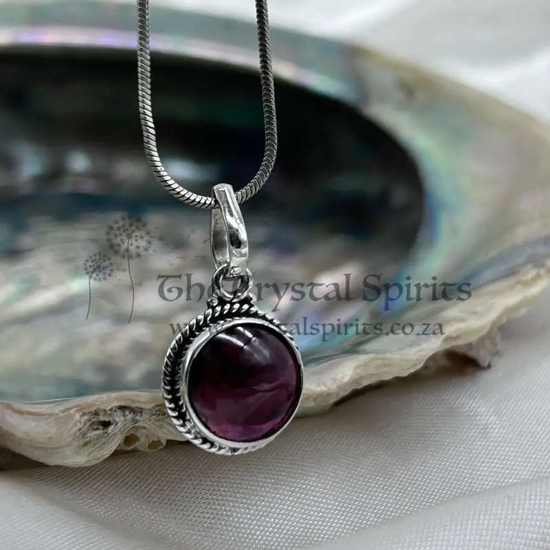 Sterling Silver Garnet Crystal Pendant