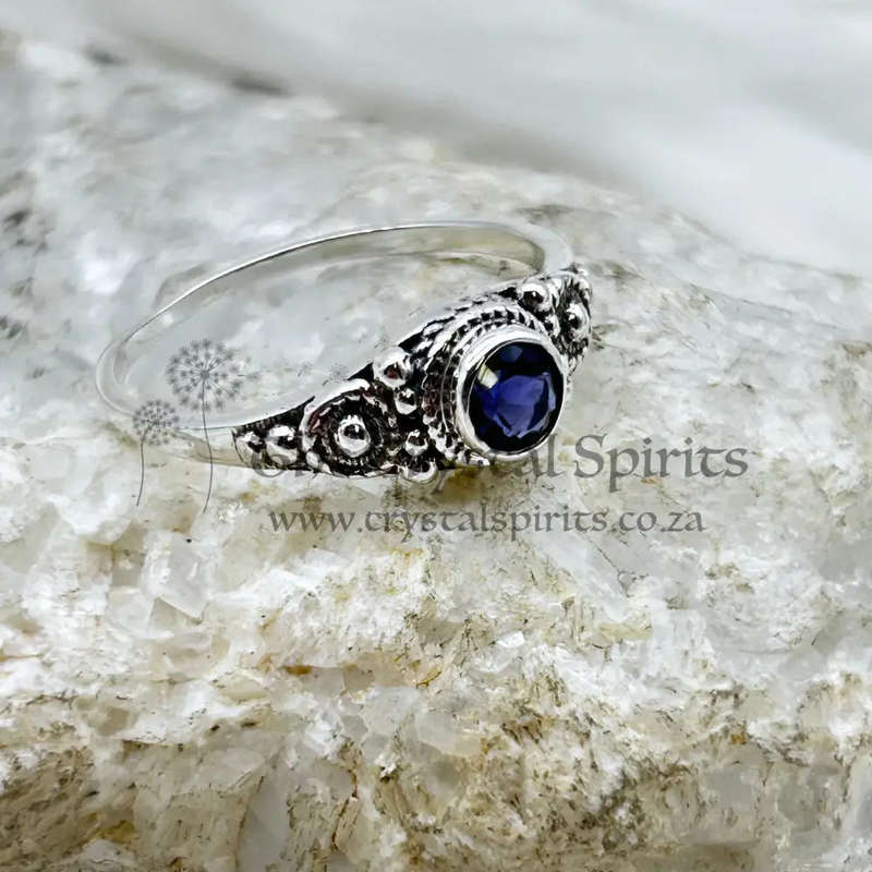 Sterling Silver Iolite Crystal Faceted Ring
