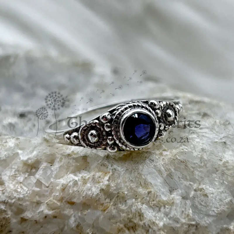 Sterling Silver Iolite Crystal Faceted Ring