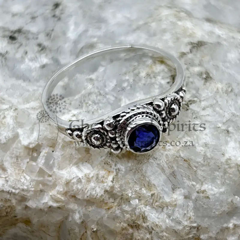 Sterling Silver Iolite Crystal Faceted Ring