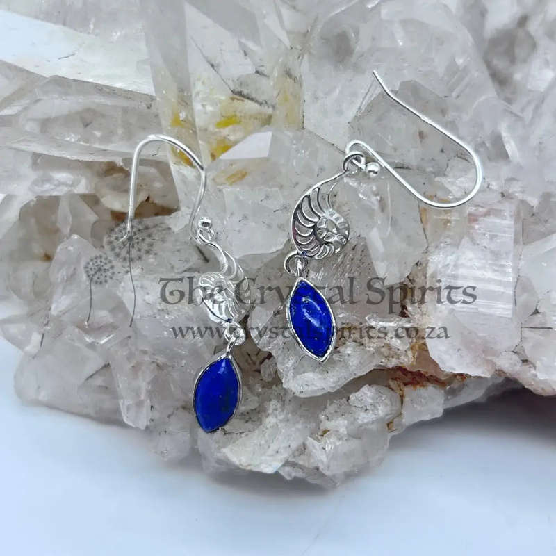 Sterling Silver Lapis Lazuli Shell Earrings