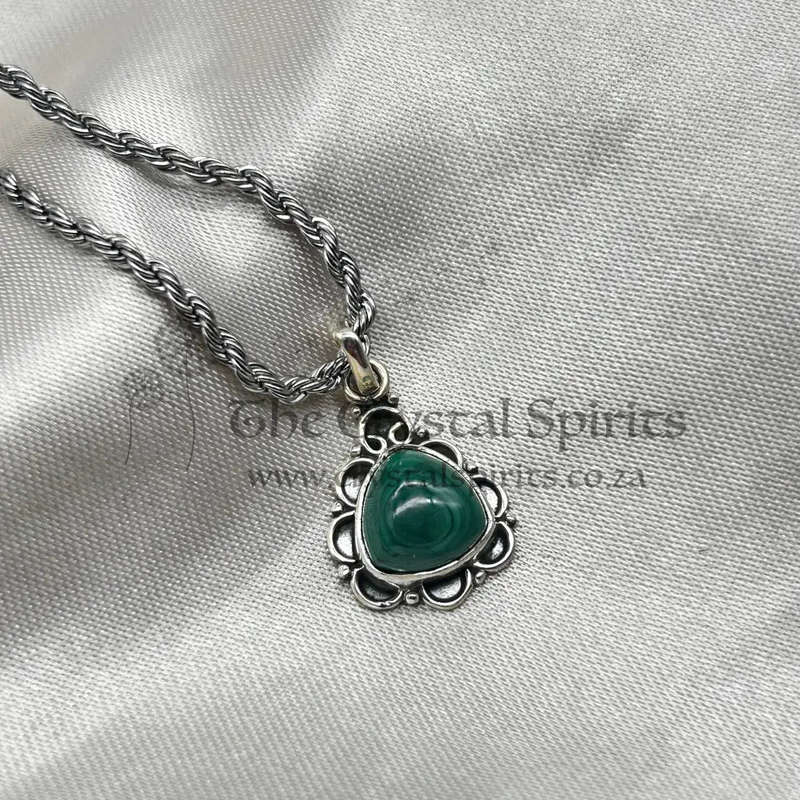 Sterling Silver Malachite Crystal Pendant