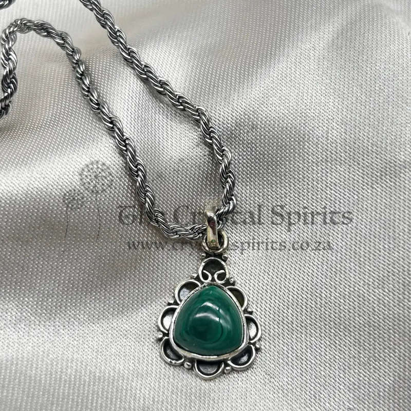 Sterling Silver Malachite Crystal Pendant