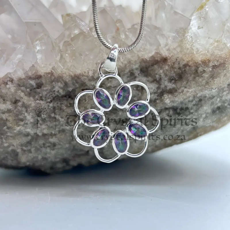 Sterling Silver Mystic Topaz Crystal Pendant