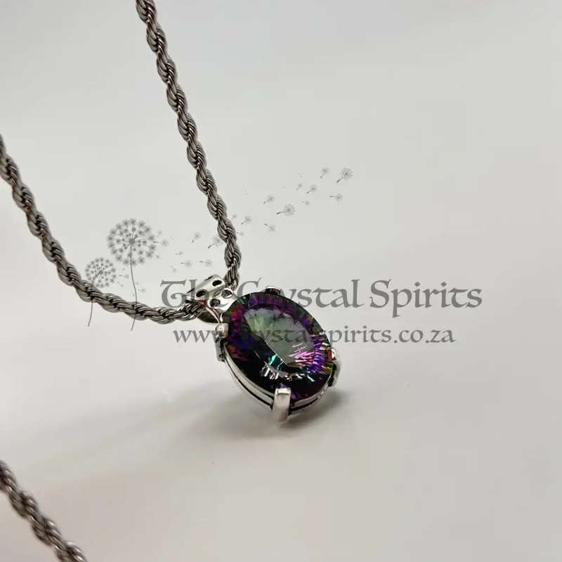 Sterling Silver Mystic Topaz Crystal Pendant