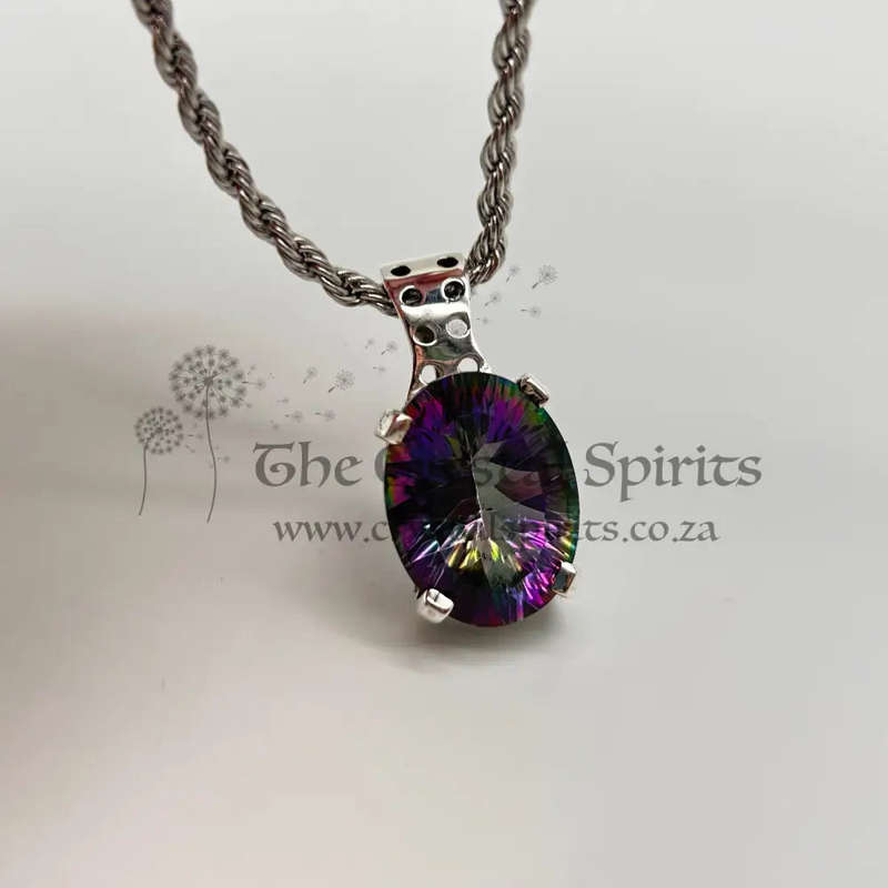 Sterling Silver Mystic Topaz Crystal Pendant