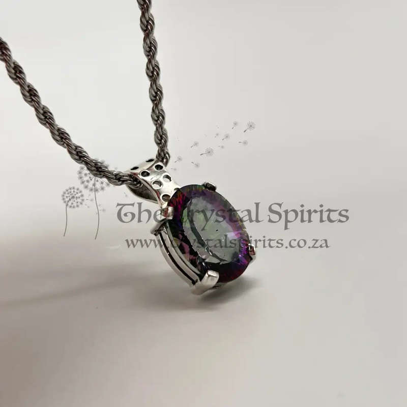Sterling Silver Mystic Topaz Crystal Pendant