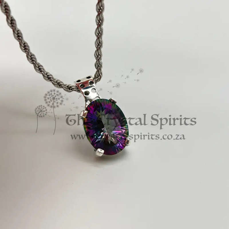 Sterling Silver Mystic Topaz Crystal Pendant