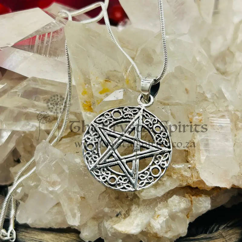 Sterling Silver Pentacle Pendant with Filigree Work