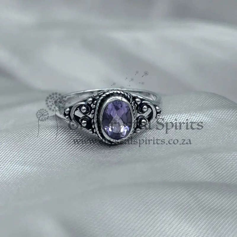 Sterling Silver Ring with Faceted Amethyst Crystal