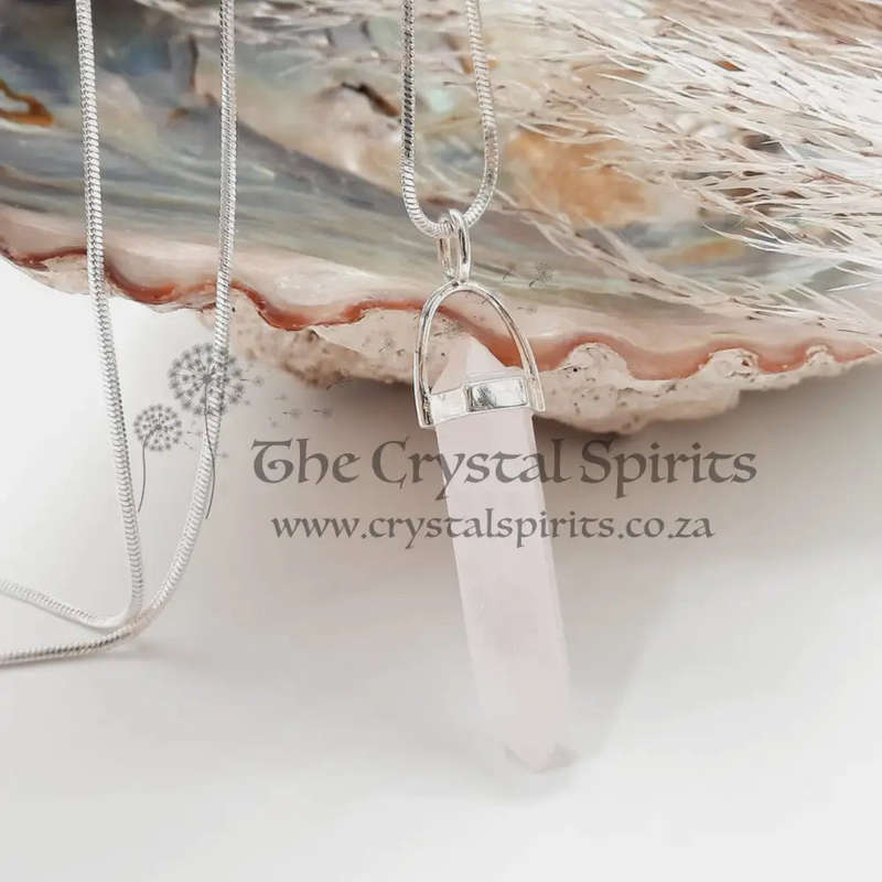 Sterling silver Rose Quartz Crystal Double Terminated Pendant