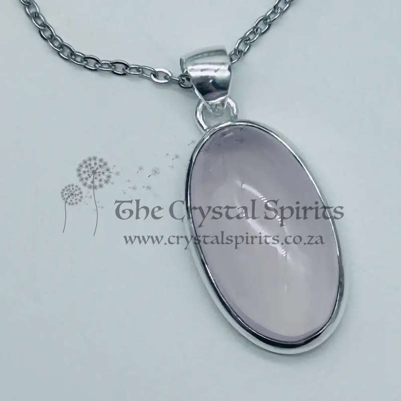 Sterling Silver Rose Quartz Crystal Pendant