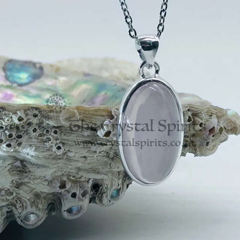Sterling Silver Rose Quartz Crystal Pendant
