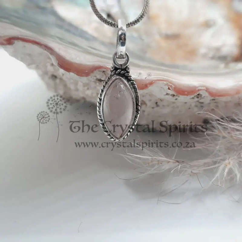 Sterling Silver Rose Quartz Crystal Pendant