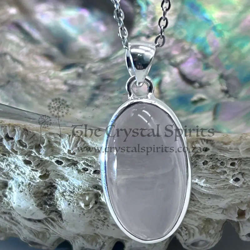 Sterling Silver Rose Quartz Crystal Pendant