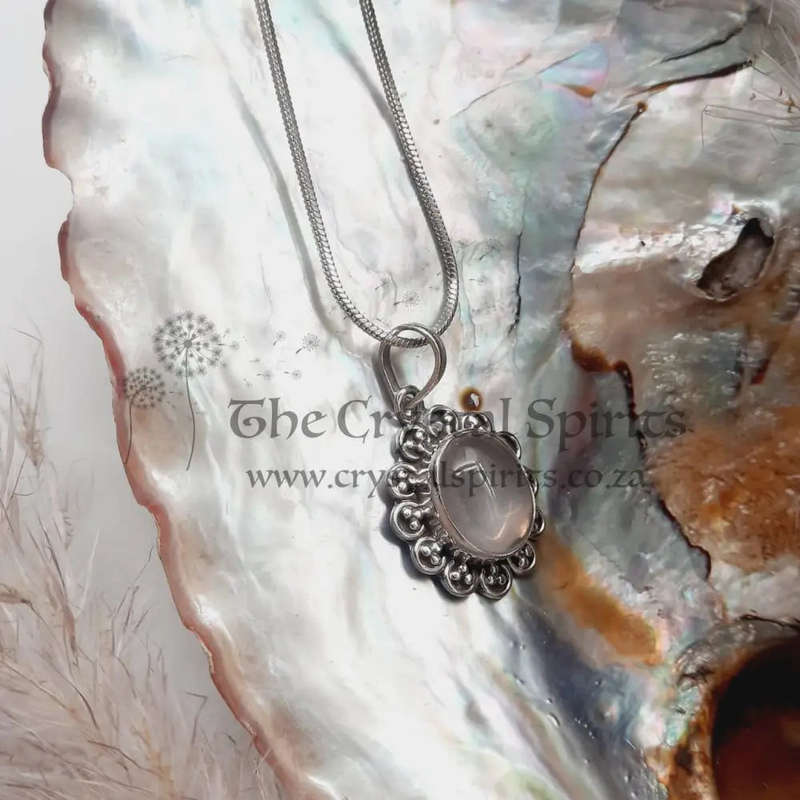 Sterling Silver Rose Quartz Crystal Pendant