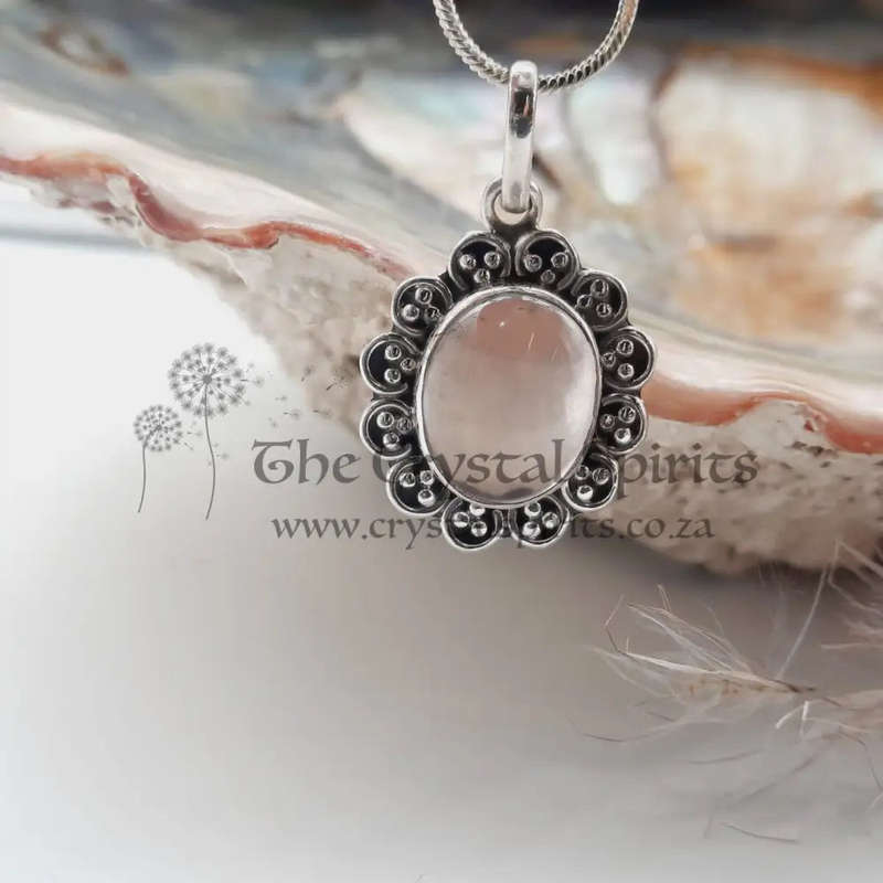 Sterling Silver Rose Quartz Crystal Pendant
