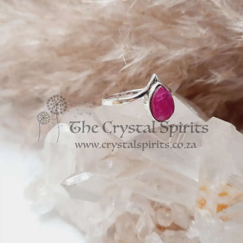 Sterling Silver Ruby Crystal Ring