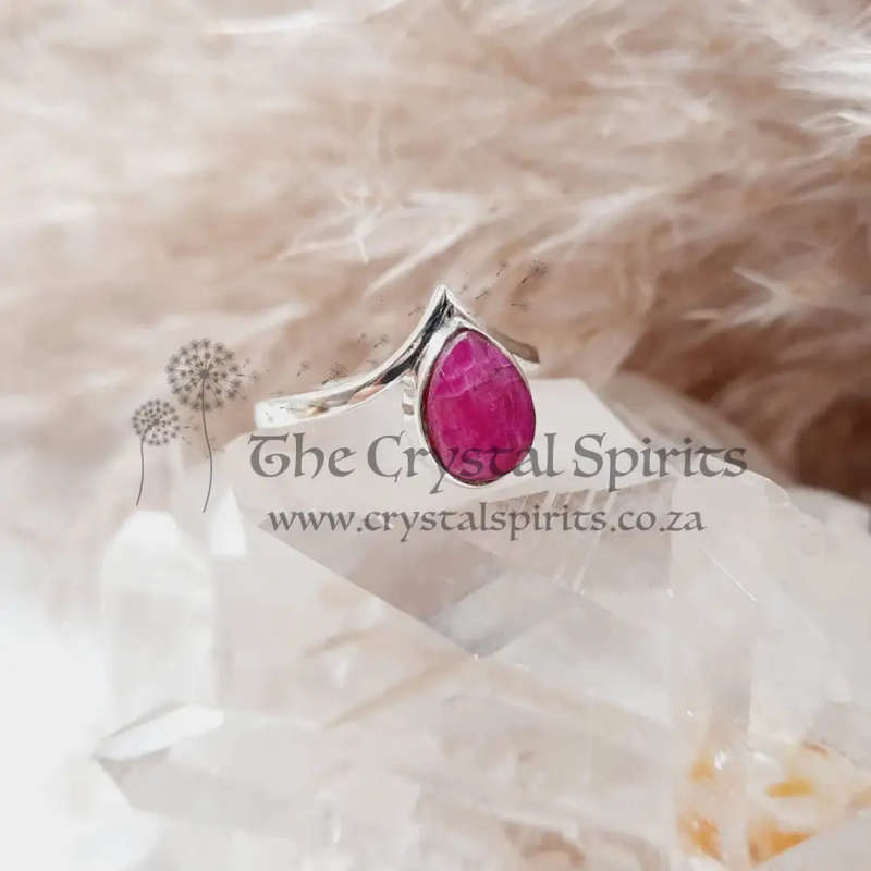 Sterling Silver Ruby Crystal Ring