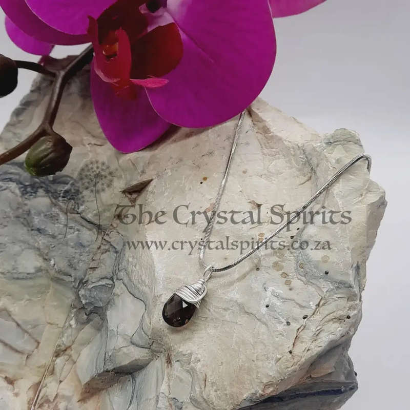 Sterling Silver Smoky Quartz Crystal Wired Pendant