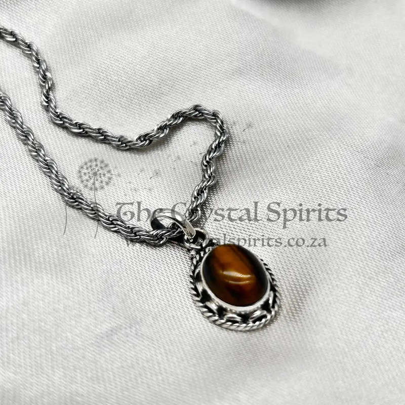 Sterling Silver Tigers Eye Oval Pendant