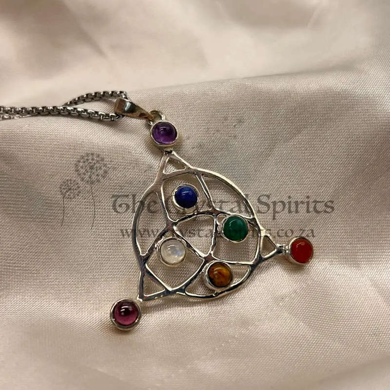 Sterling Silver Triskel And 7 Chakra Crystal Pendant