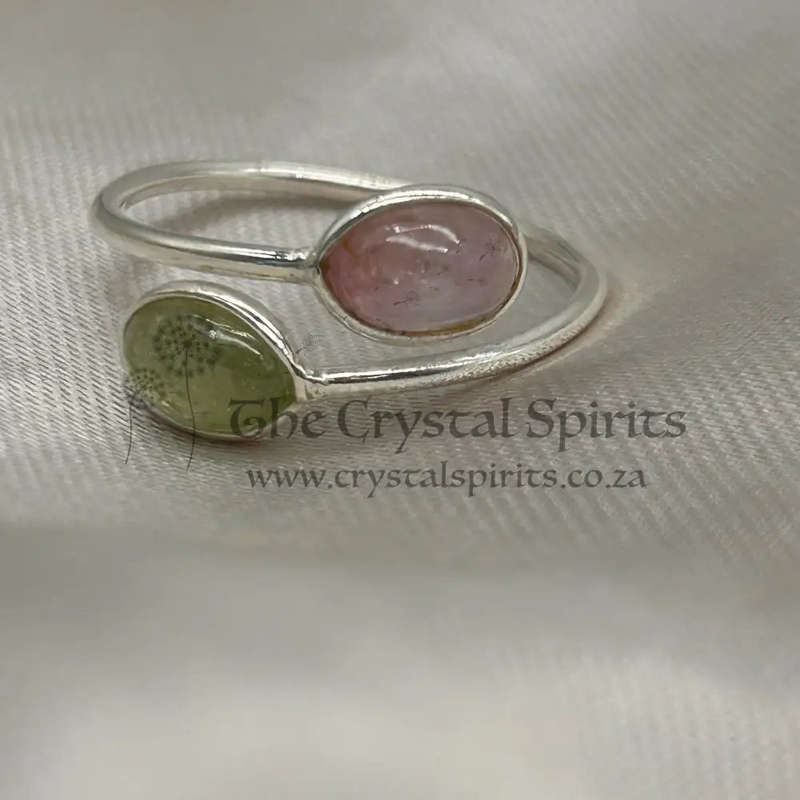 Sterling Silver Watermelon Tourmaline Crystal Ring