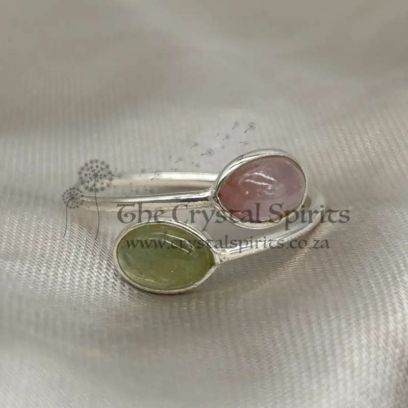 Sterling Silver Watermelon Tourmaline Crystal Ring