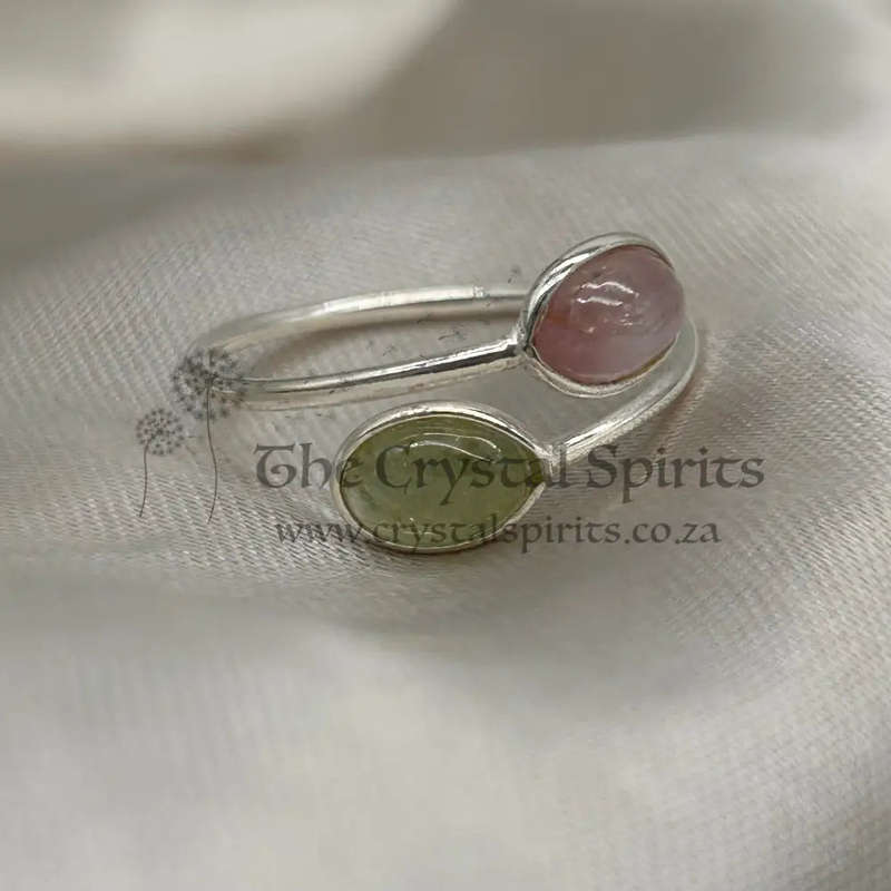 Sterling Silver Watermelon Tourmaline Crystal Ring