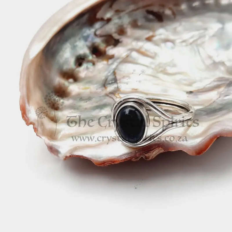 Sterling Silver Wrap Black Onyx Crystal Ring