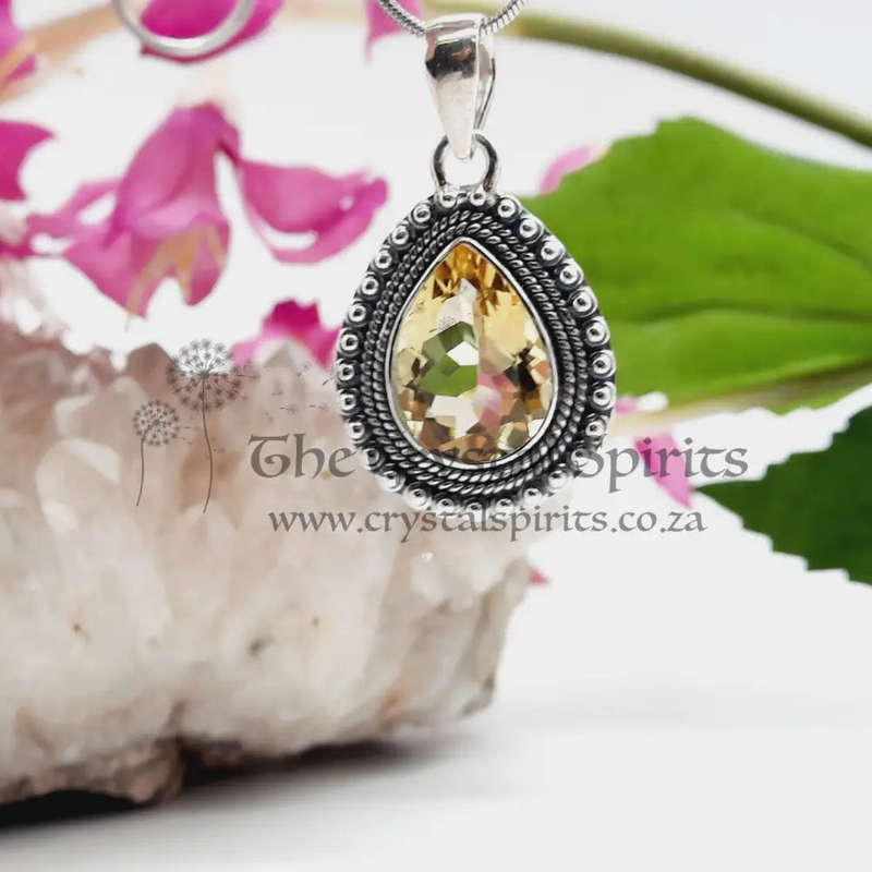 Sterlling Silver Crystal Citrine Pendant
