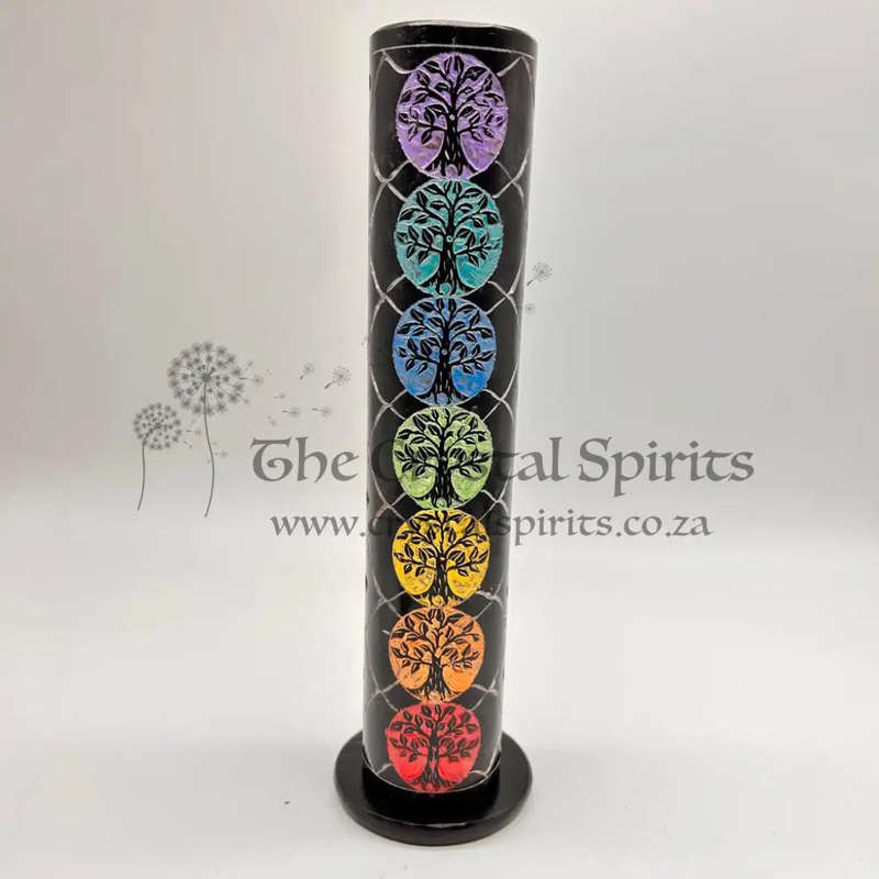 Stone 7 Chakra Tree of Life Soap Stone Incense Stick Holder