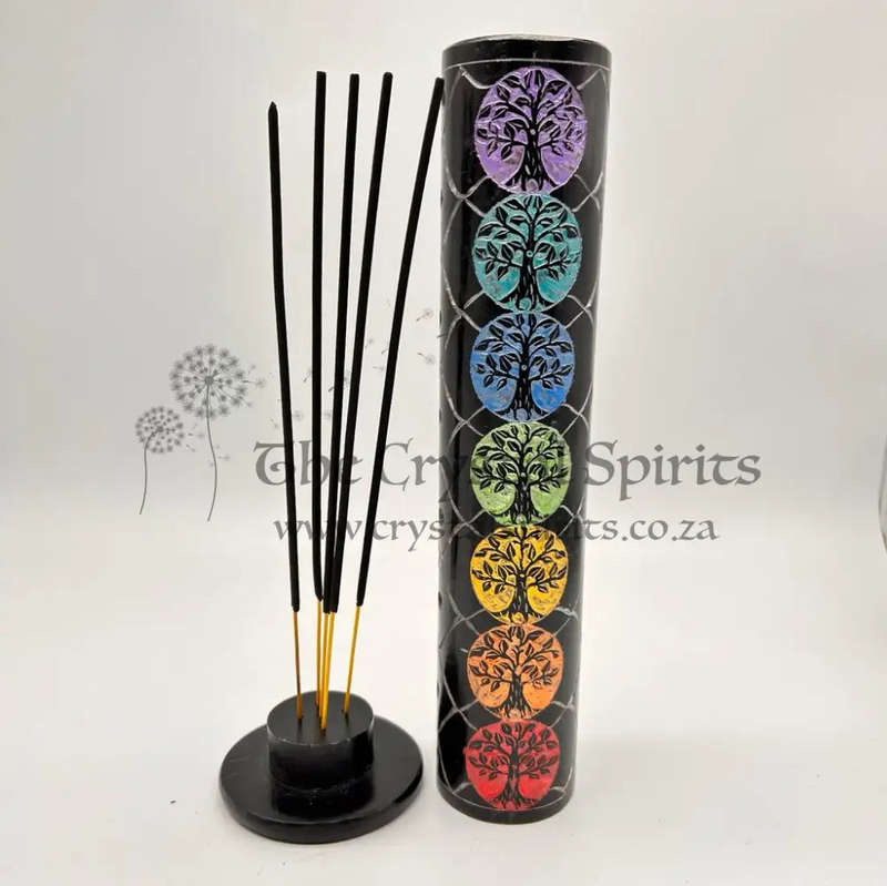 Stone 7 Chakra Tree of Life Soap Stone Incense Stick Holder