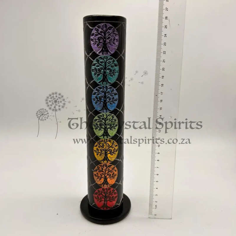 Stone 7 Chakra Tree of Life Soap Stone Incense Stick Holder