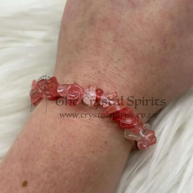 Strawberry Quartz Crystal Chip Bracelet