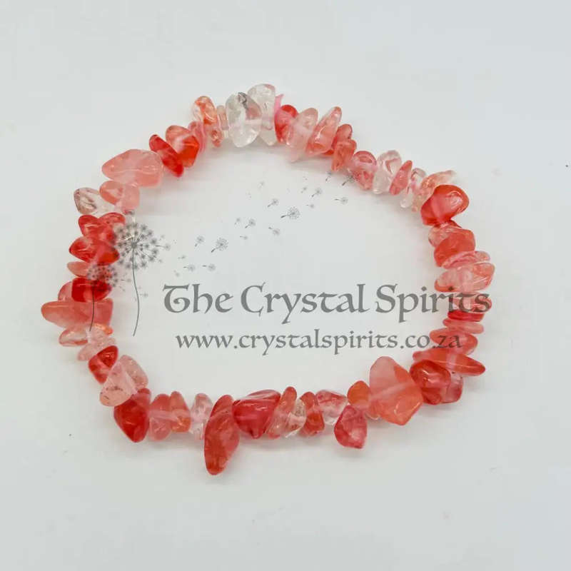 Strawberry Quartz Crystal Chip Bracelet