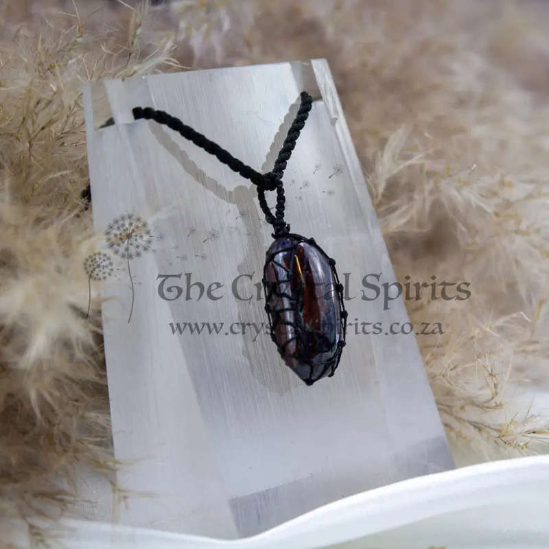 Sugilite Crystal Macramé Pendant