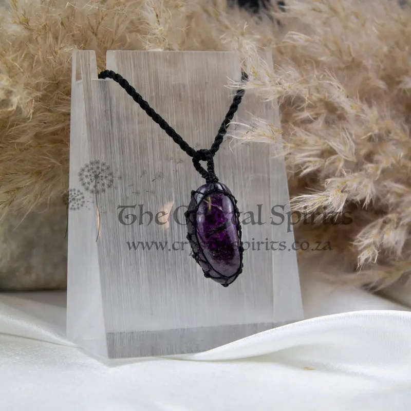 Sugilite Crystal Macramé Pendant