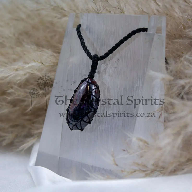 Sugilite Crystal Macramé Pendant