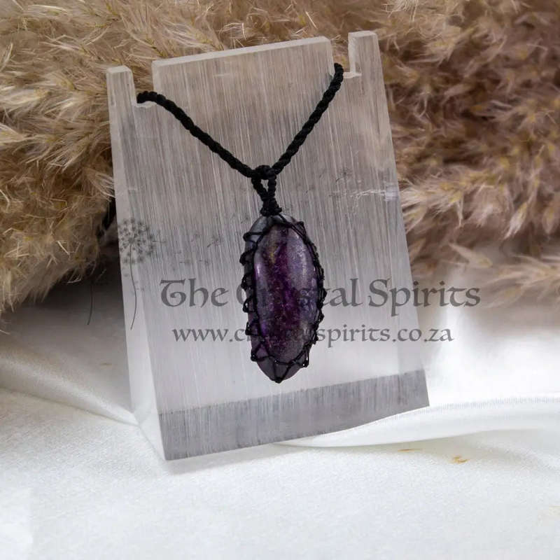 Sugilite Crystal Macramé Pendant