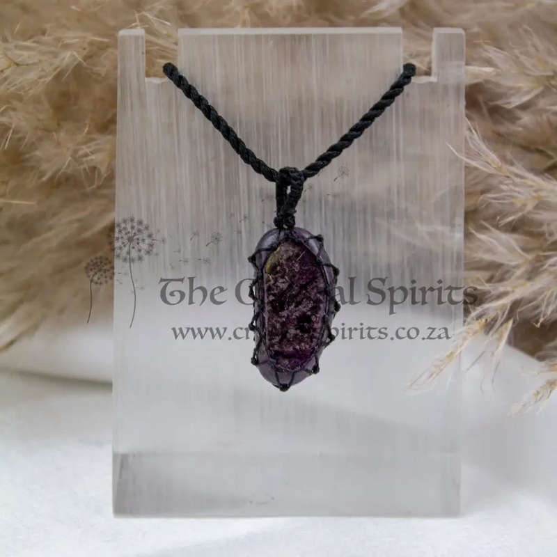 Sugilite Crystal Macramé Pendant